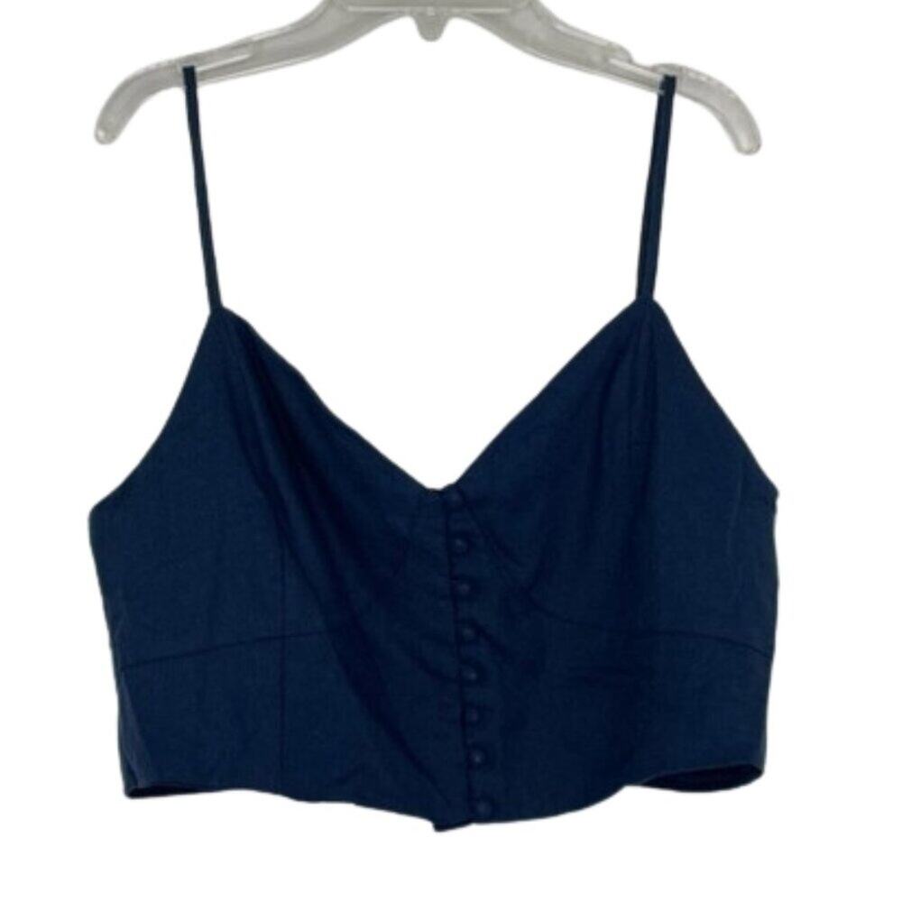 Shinestar blue cropped tank top linen blend size XL NWOT